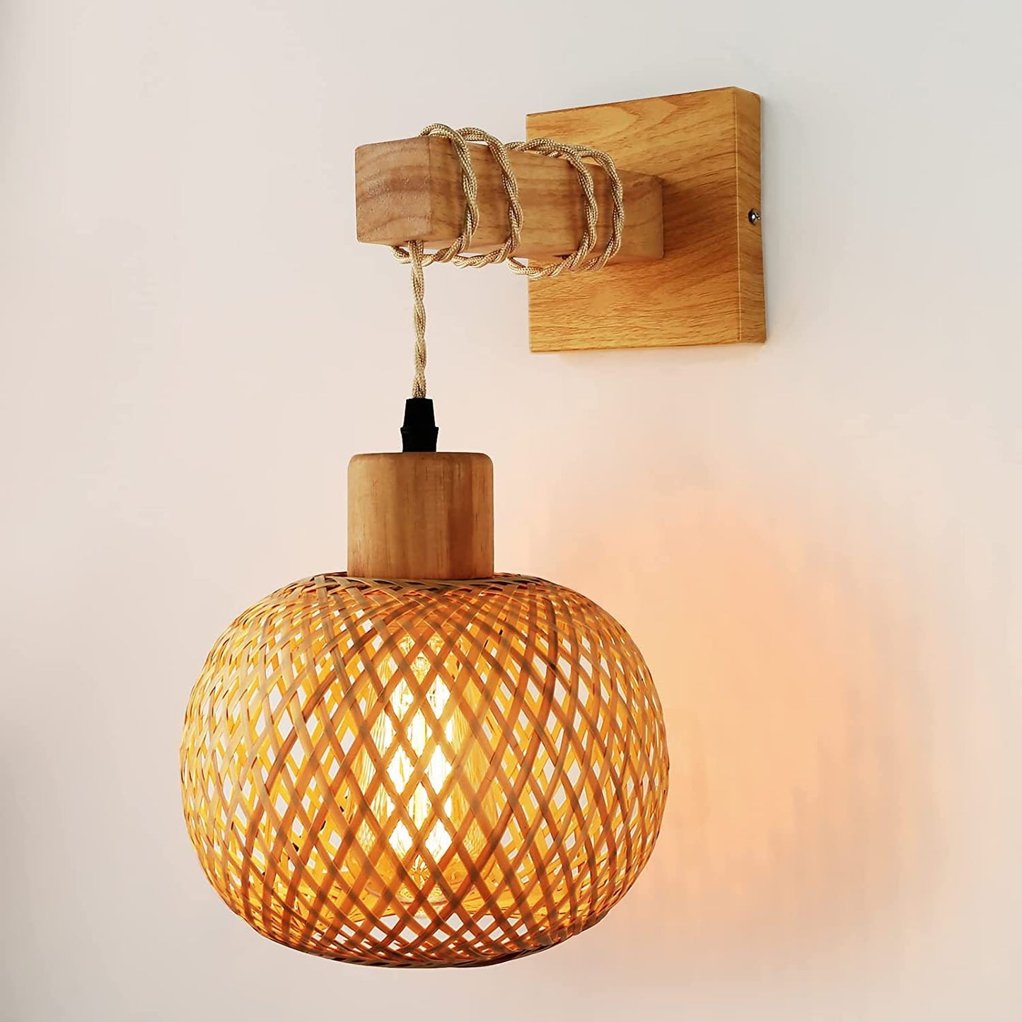 D20cm/7.87in Wood Wall Lamp