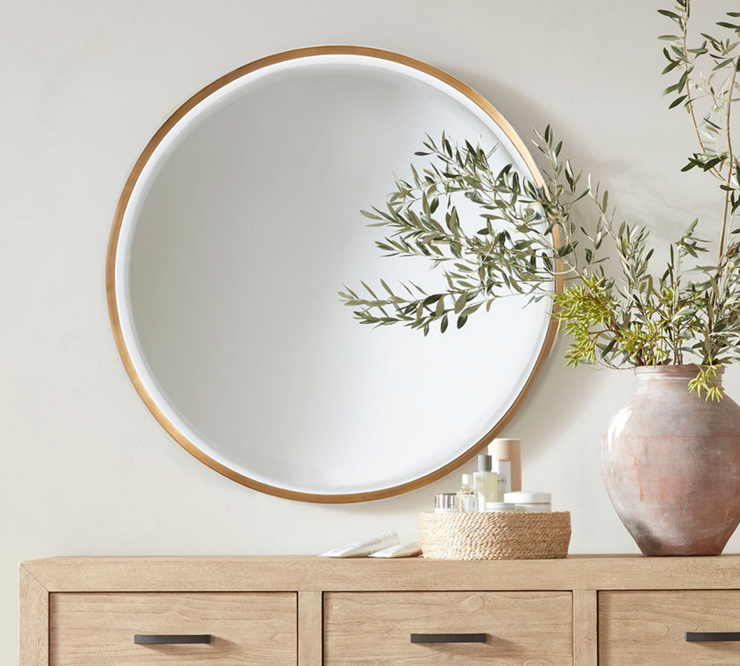 D91.44cm/36in Brass Round Wall Mirror