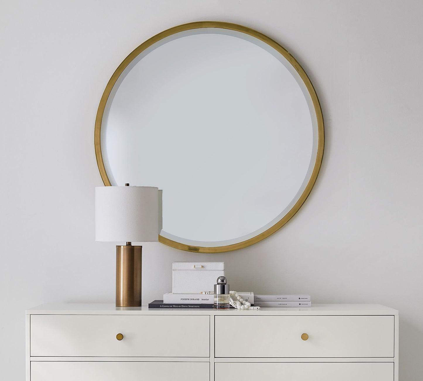 D91.44cm/36in Brass Round Wall Mirror