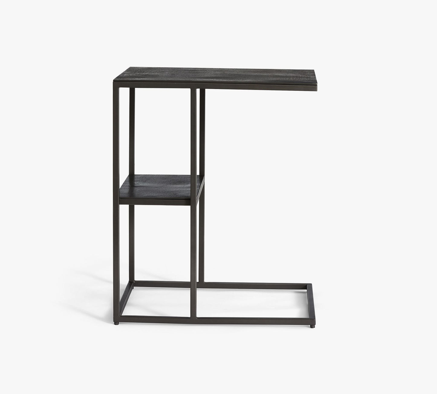 Rectangular Metal C-Table with Shelf