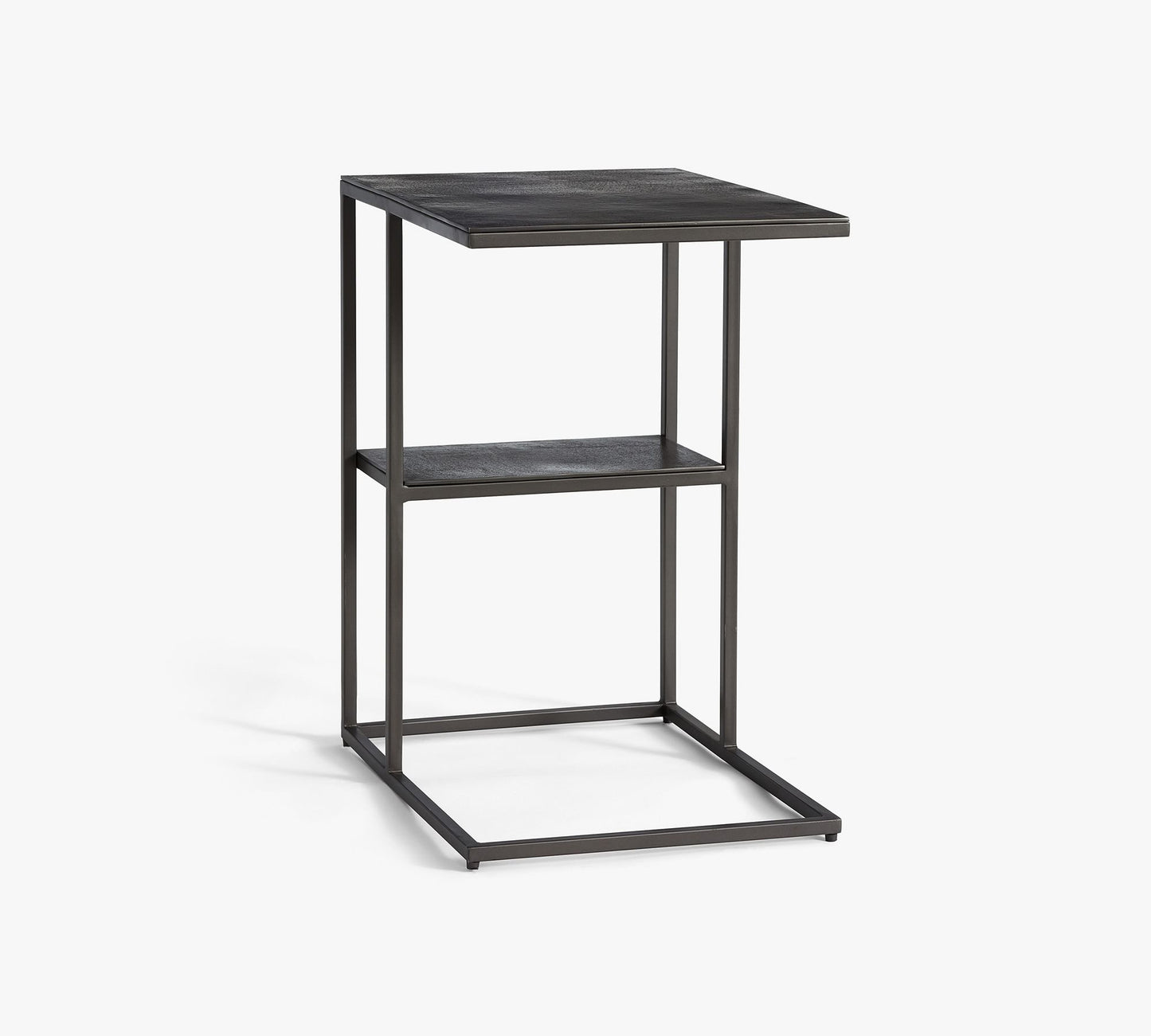 Rectangular Metal C-Table with Shelf