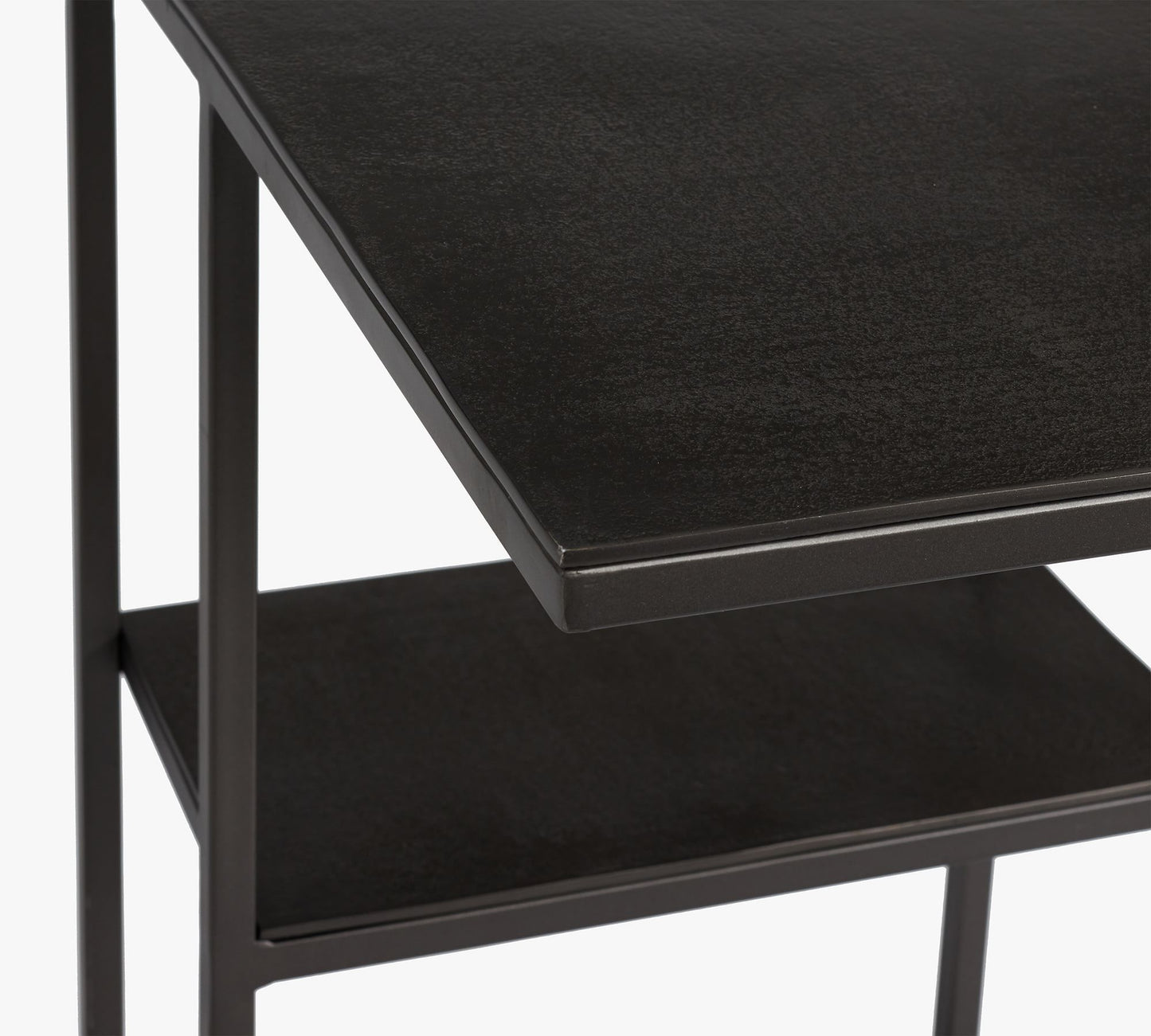 Rectangular Metal C-Table with Shelf