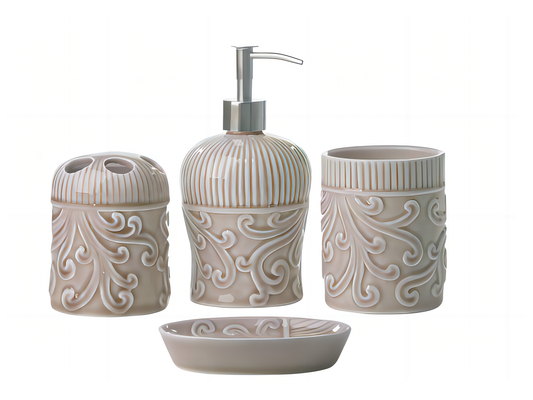 4-piece Set Transional & Simple Ceramic Bath Accessories Set